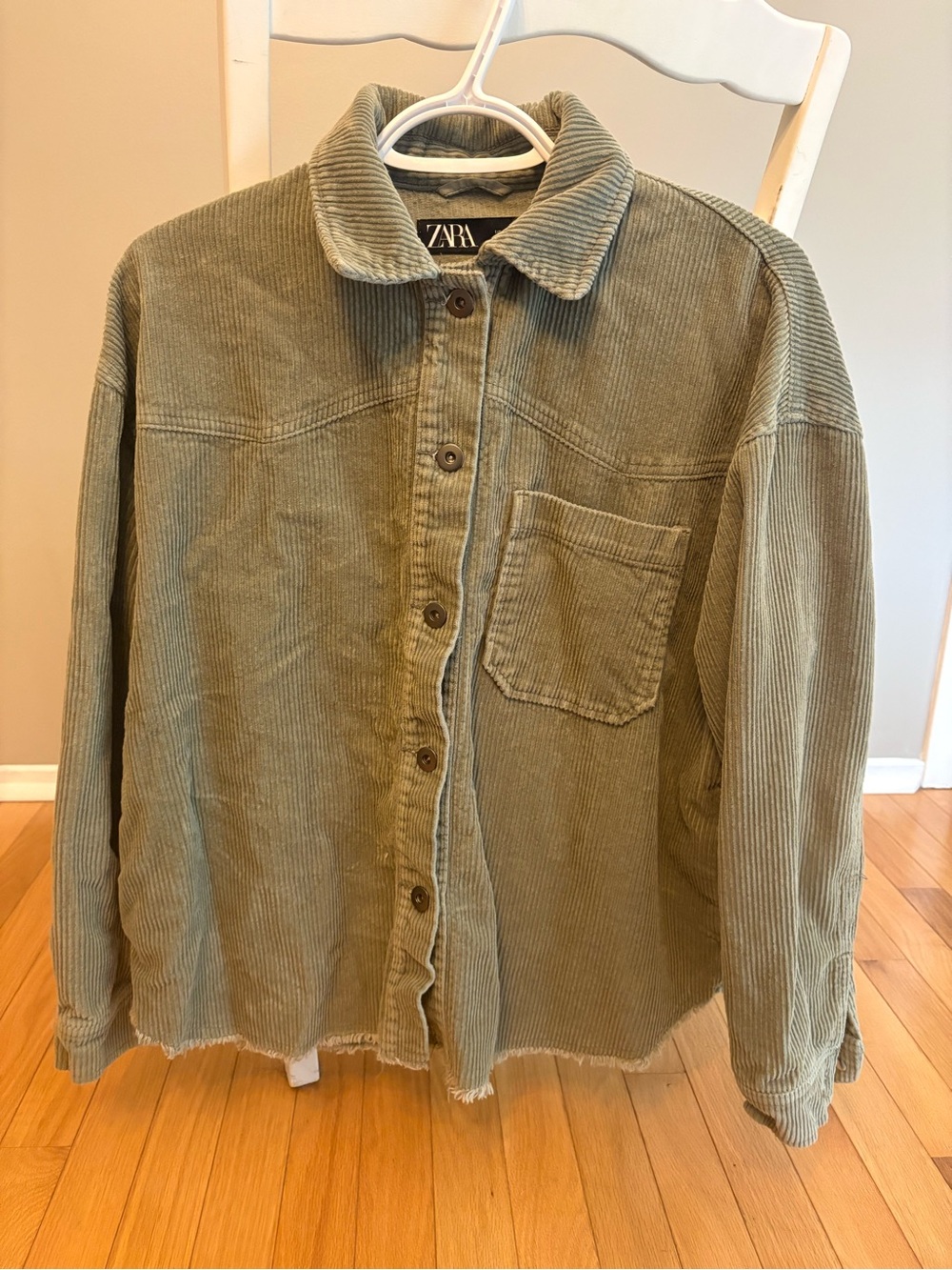 ZARA Light Olive Corduroy Shirt Jacket